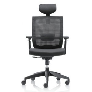 Front view of the WM T04 Highback ergonomic office chair in all black