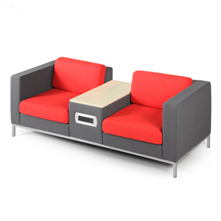 The H5140 two-seater modular sofa in grey and red