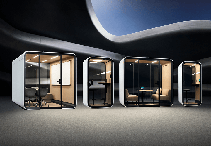 hree different sizes of Framery office pods