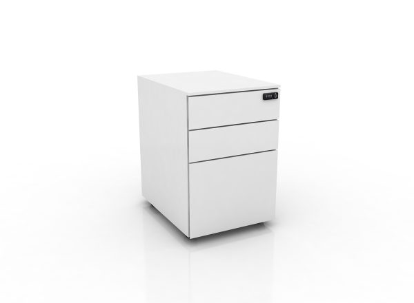 Wooden Pedestal - White Drawer for Office