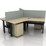 120° Height Adjustable Table - Office Table SG - Workstation Table - 3 Seater - Grey