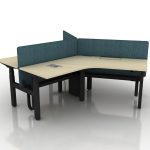 120° Height Adjustable Table - Office Table SG - Workstation Table - 3 Seater - Dark Blue