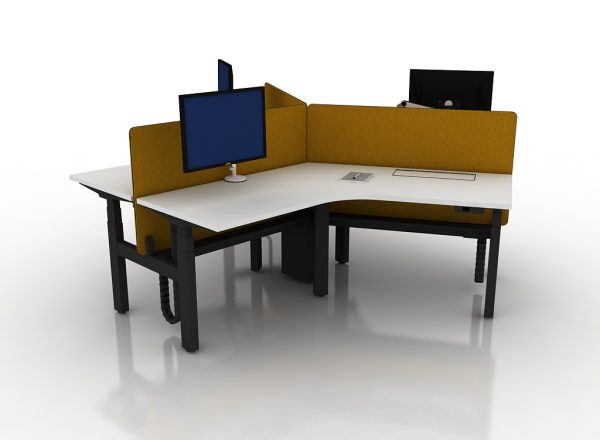120° Height Adjustable Table - Office Table SG - Workstation Table - 3 Seater